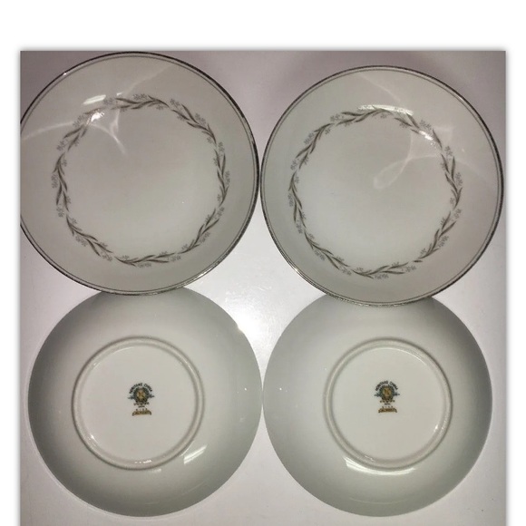 Noritake Almont Glass China Soup Bowl Set Of 4 Blueberries Grey Leaf Pattern 7”D - Picture 8 of 13